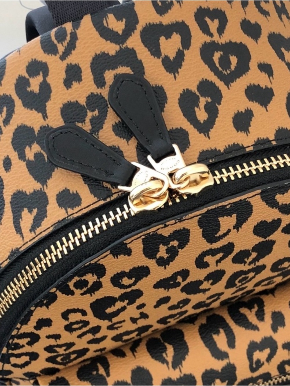 Coach Leopard Print Mini Backpack in Tan and Black - Picture 4 of 6